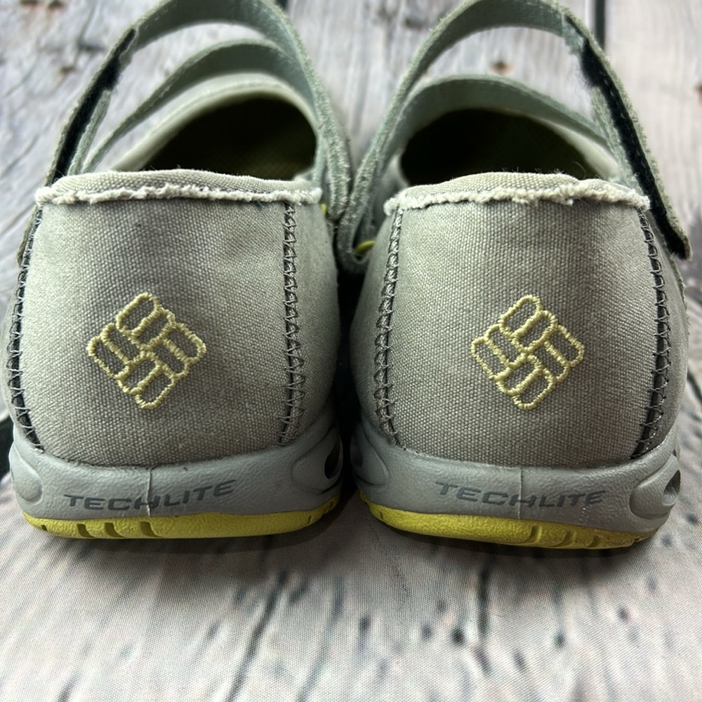 COLUMBIA Gray Suede & Canvas Mary Jane Tech Lite Omni-Grip Hiking Walking Flats - Picture 14 of 17